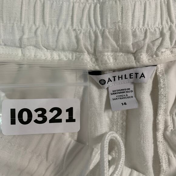 Athleta 14 Womens White Cabo Linen 4" Short Drawstring Pull On Breathable - Picture 4 of 11